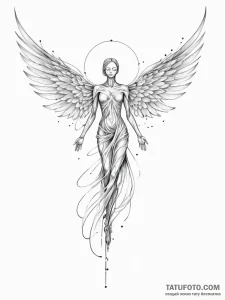 Tattoo sketch, unbound spirit, data wings, an... - эскиз тату (№1752445955_0, 13.07.2025 22:32) — Tatufoto.com