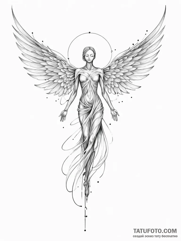 Tattoo sketch, unbound spirit, data wings, an... - эскиз тату (№1752445955_0, 13.07.2025 22:32) — Tatufoto.com