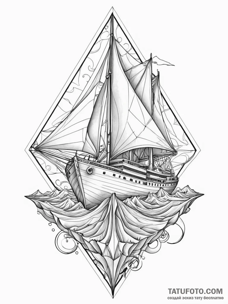 Tattoo sketch, origami ocean liner, a delicat... - эскиз тату (№1752446121_0, 13.07.2025 22:35) — Tatufoto.com