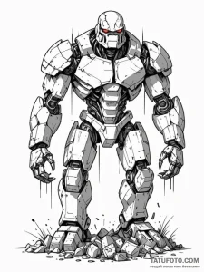 Tattoo sketch, glitch art golem, a massive, p... - эскиз тату (№1752446366_0, 13.07.2025 22:39) — Tatufoto.com