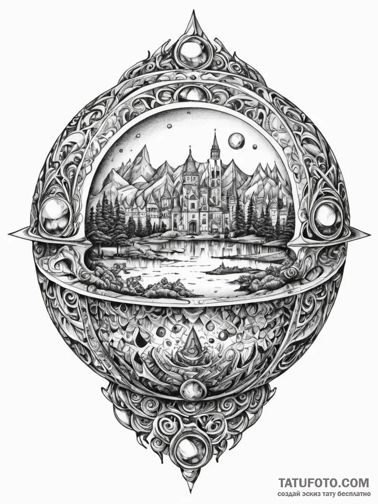 Tattoo sketch, quilted reality orb, a transpa... - эскиз тату (№1752446617_0, 13.07.2025 22:43) — Tatufoto.com