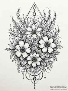 Tattoo sketch, quantum flower bed, a garden b... - эскиз тату (№1752446702_0, 13.07.2025 22:45) — Tatufoto.com