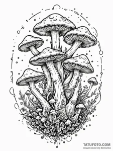 Tattoo sketch, fungal network portal, a clust... - эскиз тату (№1752446955_0, 13.07.2025 22:49) — Tatufoto.com