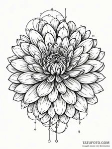 Tattoo sketch, cybernetic chrysanthemum: a de... - эскиз тату (№1752447039_0, 13.07.2025 22:50) — Tatufoto.com