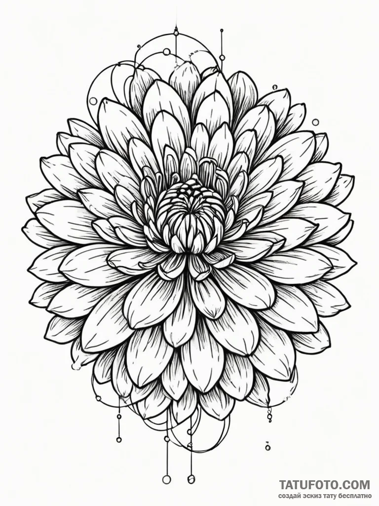 Tattoo sketch, cybernetic chrysanthemum: a de... - эскиз тату (№1752447039_0, 13.07.2025 22:50) — Tatufoto.com
