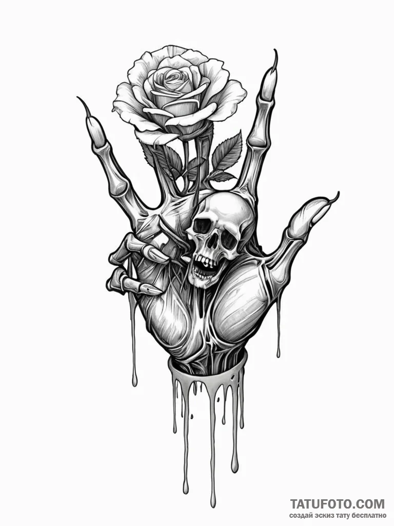 Tattoo sketch, zombie hand, reaching for conn... - эскиз тату (№1752447207_0, 13.07.2025 22:53) — Tatufoto.com
