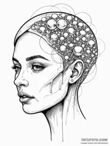 Tattoo sketch, filter bubble head, a stylized... - эскиз тату (№1752447291_0, 13.07.2025 22:54) — Tatufoto.com