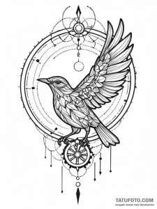 Tattoo sketch, mechanical mockingbird, a smal... - эскиз тату (№1752447458_0, 13.07.2025 22:57) — Tatufoto.com