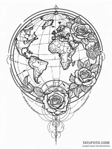 Tattoo sketch, universal algorithm globe, a s... - эскиз тату (№1752448044_0, 13.07.2025 23:07) — Tatufoto.com