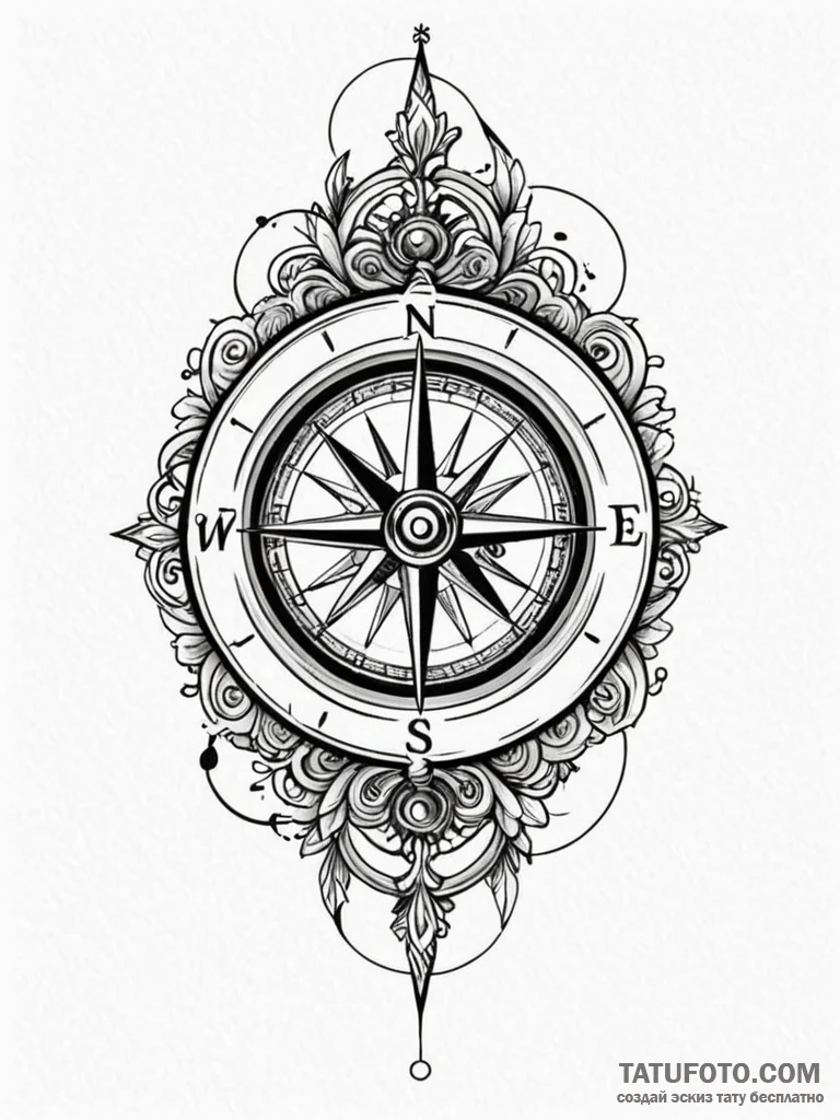 Tattoo sketch, lost compass, found direction,... - эскиз тату (№1752448129_0, 13.07.2025 23:08) — Tatufoto.com