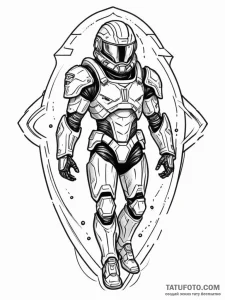 Tattoo sketch, andromeda in futuristic combat... - эскиз тату (№1752448463_0, 13.07.2025 23:14) — Tatufoto.com