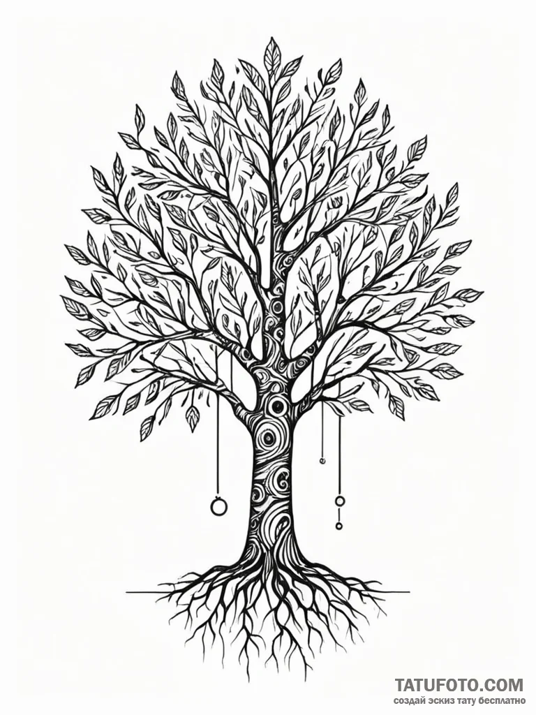 Tattoo sketch, sapling of sentience (ai), a d... - эскиз тату (№1752448883_0, 13.07.2025 23:21) — Tatufoto.com