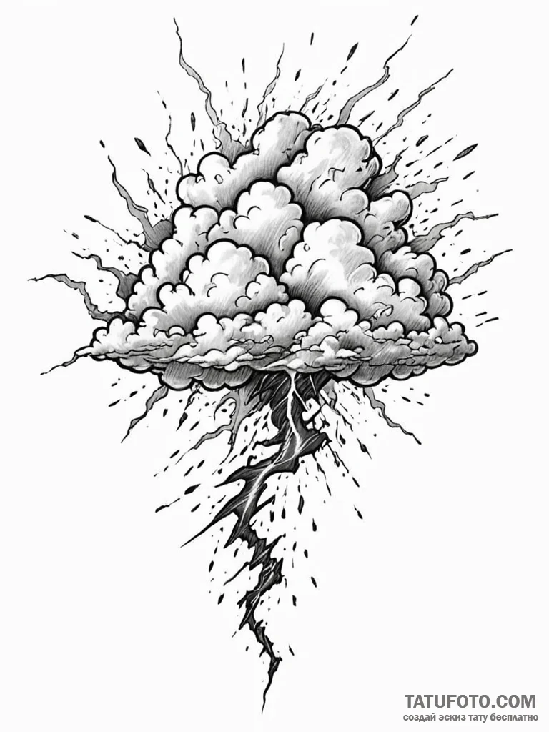 Tattoo sketch, thundercloud of transformation… — эскиз тату (№1752449217_0, 13.07.2025 23:26) — Tatufoto.com