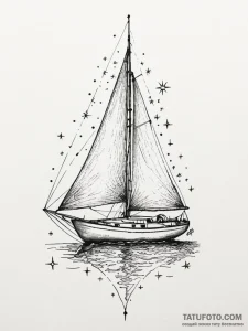 Tattoo sketch, journey by starlight, a small,... - эскиз тату (№1752449550_0, 13.07.2025 23:32) — Tatufoto.com