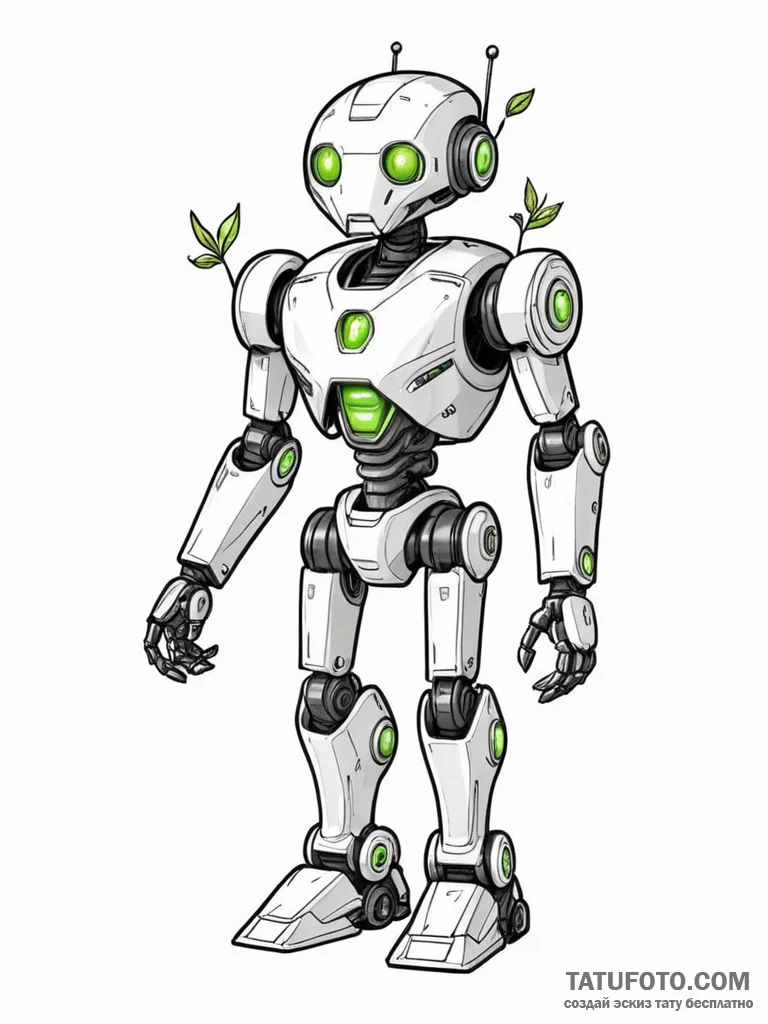 Tattoo sketch, virtuous vanguard robot, a sle... - эскиз тату (№1752449634_0, 13.07.2025 23:33) — Tatufoto.com
