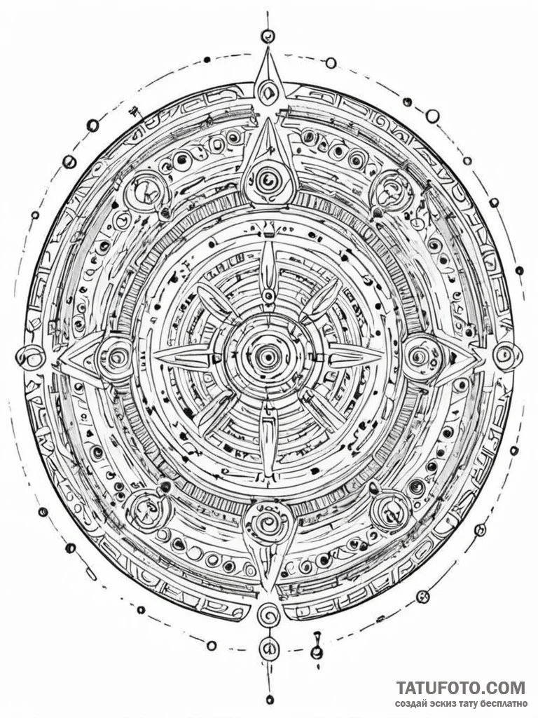 Tattoo sketch, techno-shaman's drum, a tradit... - эскиз тату (№1752449717_0, 13.07.2025 23:35) — Tatufoto.com