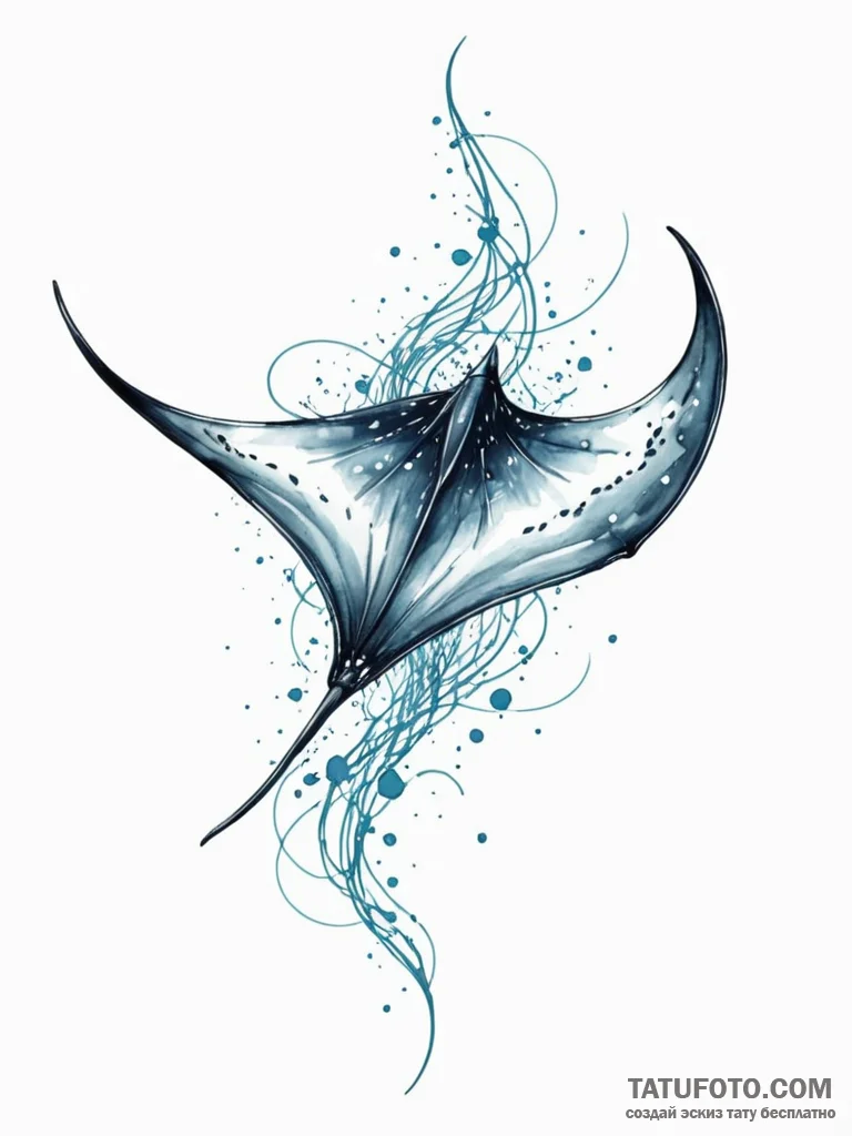 Tattoo sketch, manta ray of the deep net, a m… — эскиз тату (№1752450137_0, 13.07.2025 23:42) — Tatufoto.com