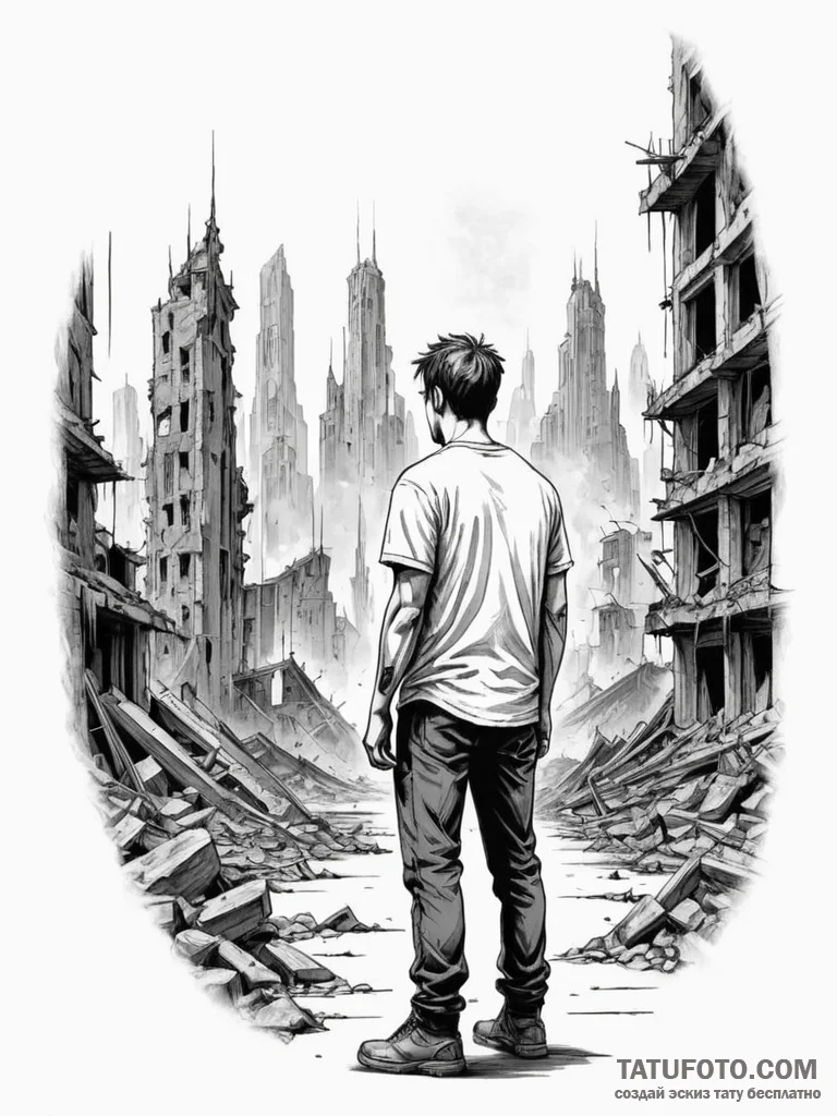 Tattoo sketch, quiet apocalypse watcher, a so... - эскиз тату (№1752450304_0, 13.07.2025 23:45) — Tatufoto.com