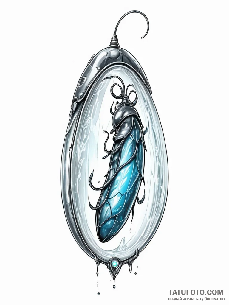 Tattoo sketch, metamorphosis pod (digital), a... - эскиз тату (№1752450473_0, 13.07.2025 23:47) — Tatufoto.com