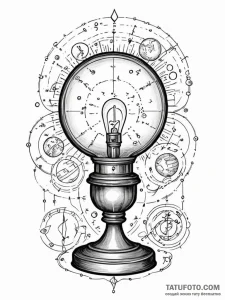 Tattoo sketch, silent scholar's lamp, hologra... - эскиз тату (№1752450894_0, 13.07.2025 23:54) — Tatufoto.com