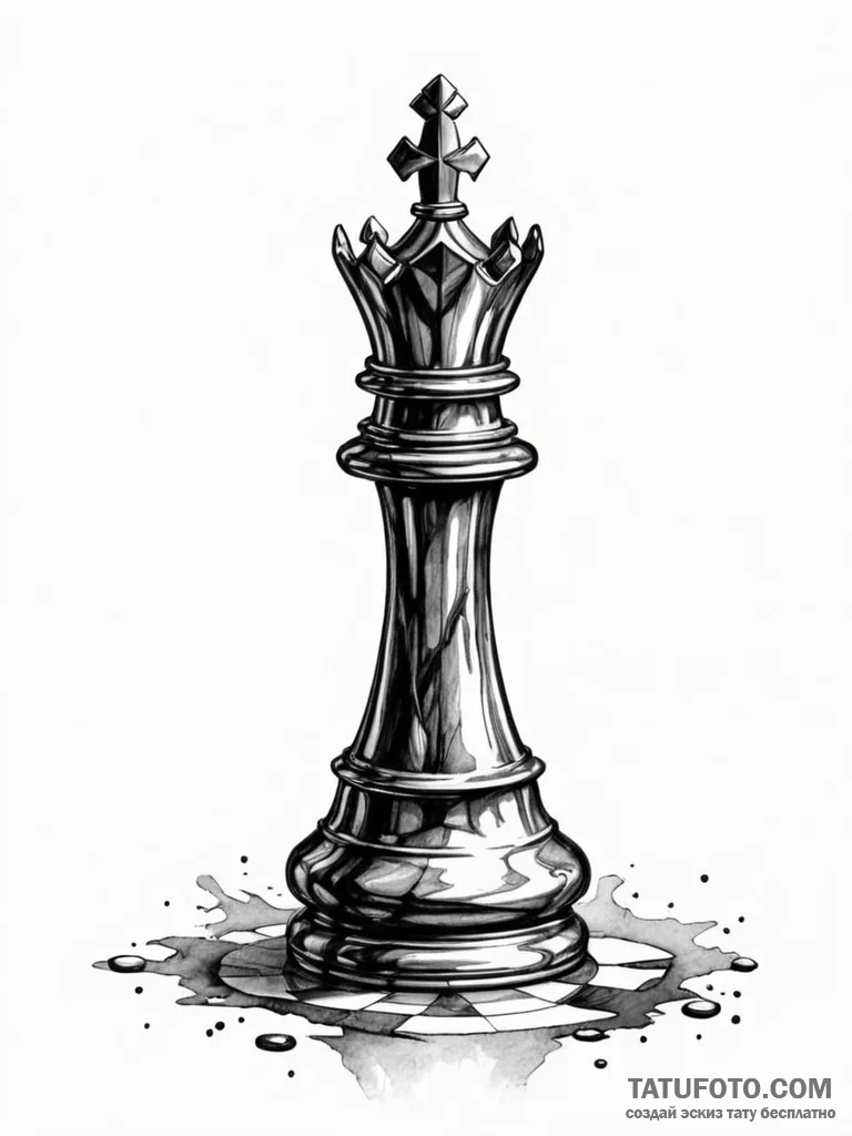 Tattoo sketch, obsidian chess piece, reflecte… — эскиз тату (№1752451062_0, 13.07.2025 23:57) — Tatufoto.com