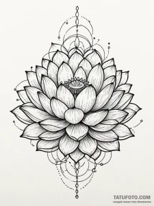 Tattoo sketch, data bloom lotus, a serene lot... - эскиз тату (№1752451146_0, 13.07.2025 23:59) — Tatufoto.com