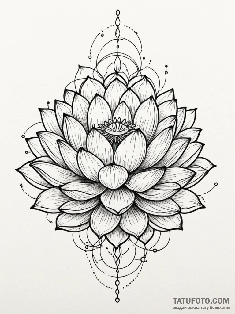 Tattoo sketch, data bloom lotus, a serene lot... - эскиз тату (№1752451146_0, 13.07.2025 23:59) — Tatufoto.com