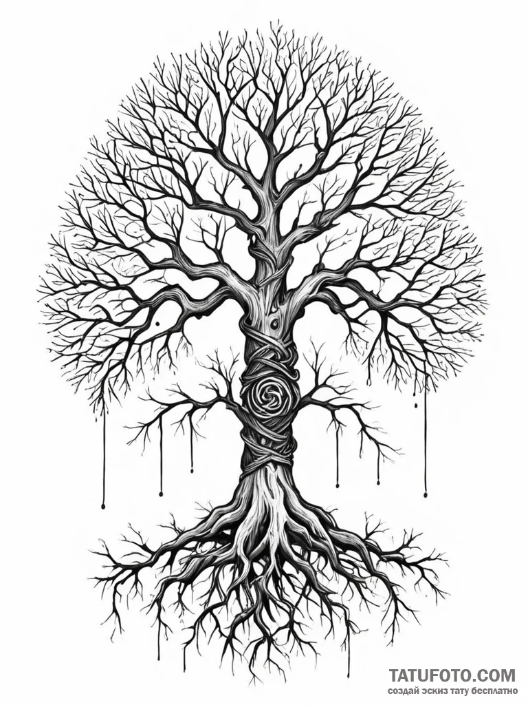 Tattoo sketch, quantum entangled roots, the d... - эскиз тату (№1752451230_0, 14.07.2025 00:00) — Tatufoto.com
