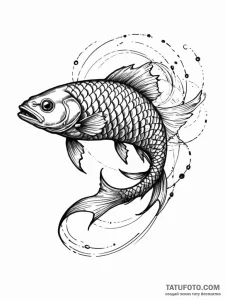 Tattoo sketch, jumping fish, cybernetic scale... - эскиз тату (№1752451315_0, 14.07.2025 00:01) — Tatufoto.com