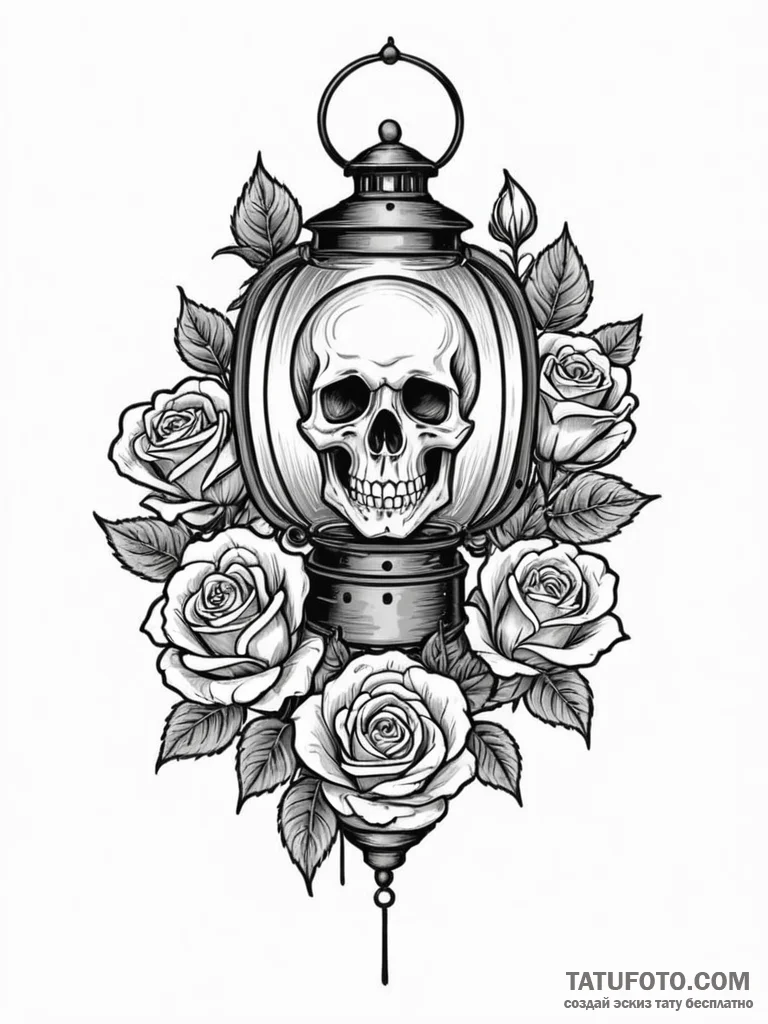 Tattoo sketch, weary traveler's digital lante... - эскиз тату (№1752451398_0, 14.07.2025 00:03) — Tatufoto.com