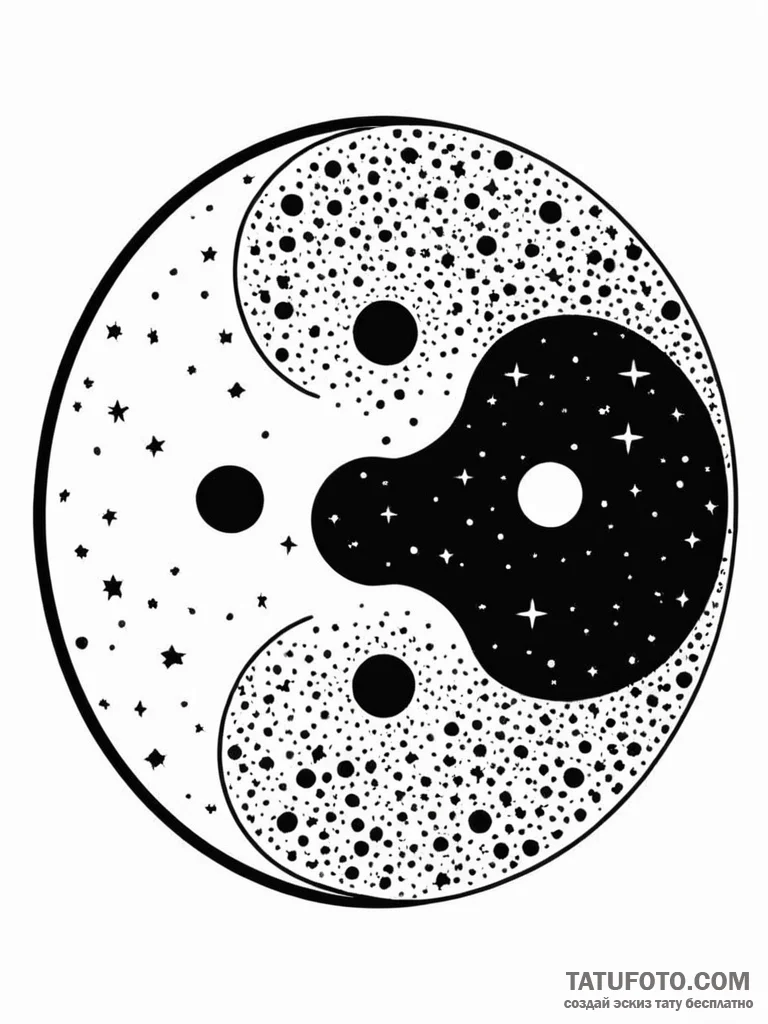 Tattoo sketch, yin-yang of day and night (dig... - эскиз тату (№1752451567_0, 14.07.2025 00:06) — Tatufoto.com