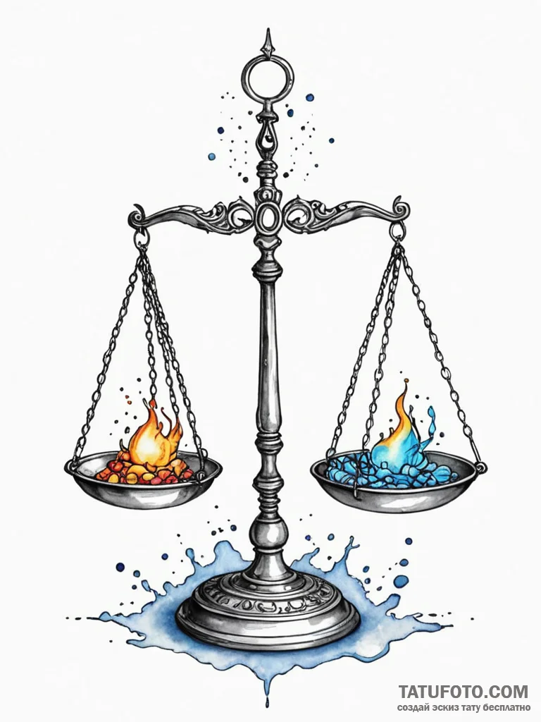 Tattoo sketch, karmic balance scales, an intr... - эскиз тату (№1752451734_0, 14.07.2025 00:08) — Tatufoto.com
