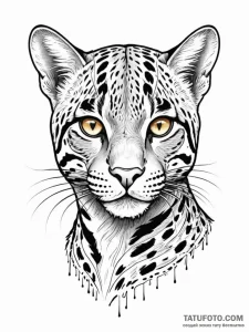 Tattoo sketch, ocelot's digital spots, a slee... - эскиз тату (№1752451985_0, 14.07.2025 00:13) — Tatufoto.com