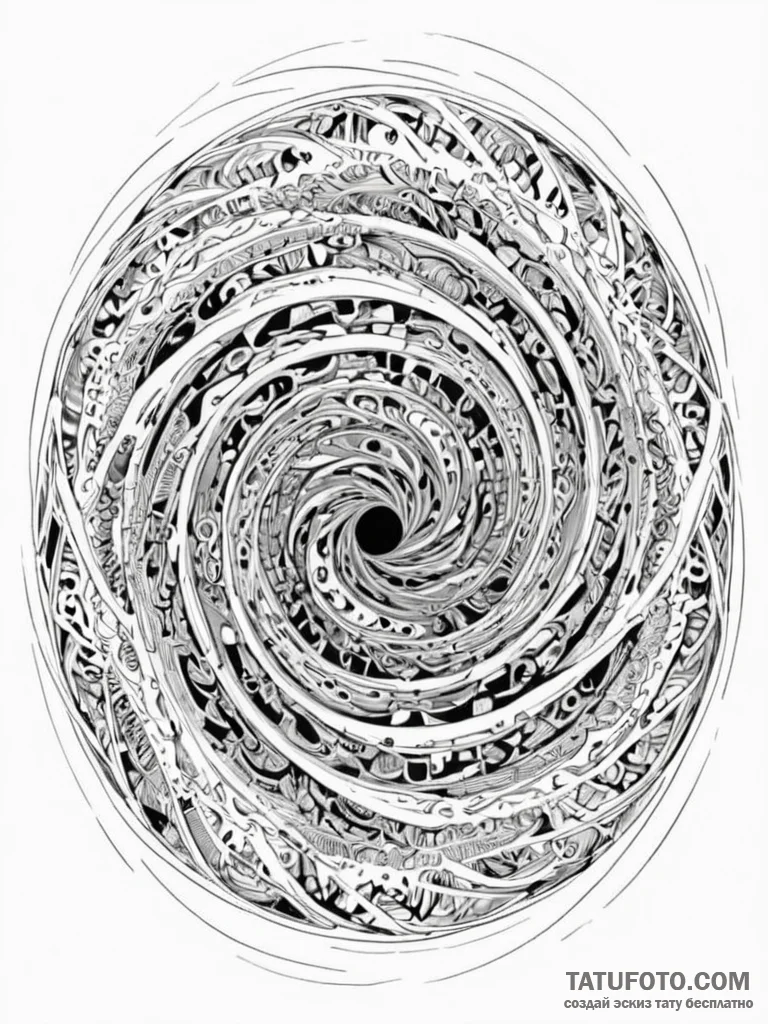 Tattoo sketch, nexus of timelines, a central... - эскиз тату (№1752452068_0, 14.07.2025 00:14) — Tatufoto.com