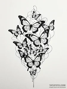Tattoo sketch, numbered butterfly migration,... - эскиз тату (№1752452151_0, 14.07.2025 00:15) — Tatufoto.com