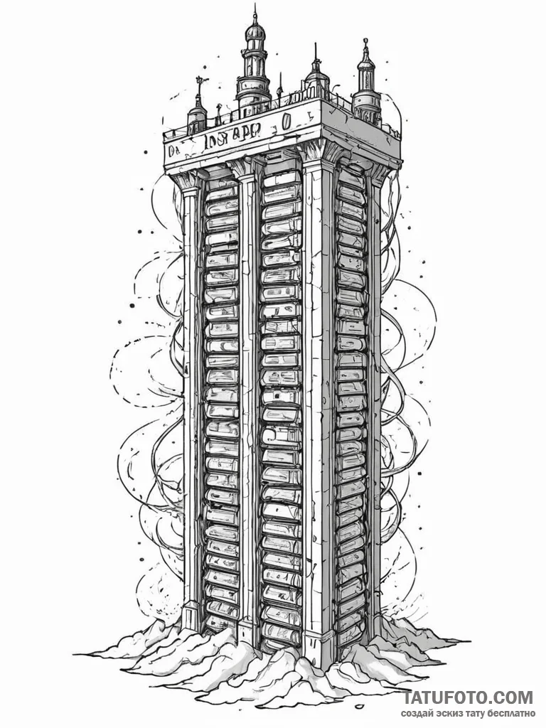 Tattoo sketch, ivory tower of ignorance (digi... - эскиз тату (№1752452401_0, 14.07.2025 00:20) — Tatufoto.com