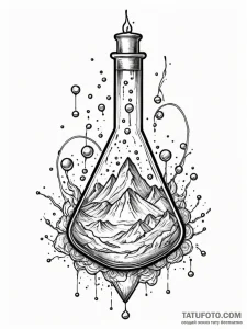 Tattoo sketch, volatile alchemy flask (digita... - эскиз тату (№1752452569_0, 14.07.2025 00:22) — Tatufoto.com