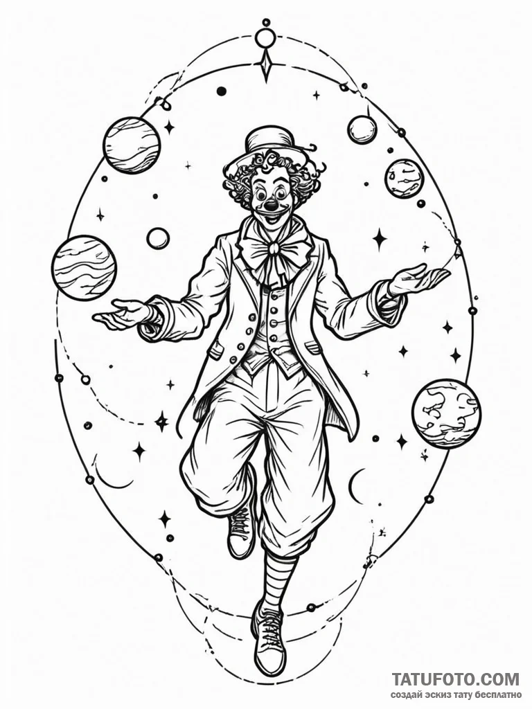 Tattoo sketch, juggler of celestial spheres,... - эскиз тату (№1752452654_0, 14.07.2025 00:24) — Tatufoto.com