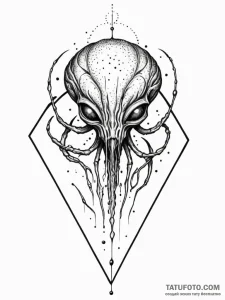 Tattoo sketch, xenobiotic seed pod, blooming... - эскиз тату (№1752452738_0, 14.07.2025 00:25) — Tatufoto.com