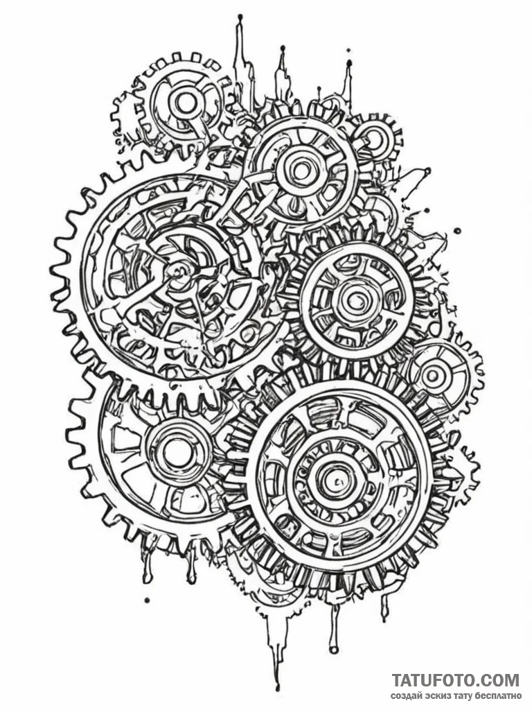 Tattoo sketch, synchronicity gears, two perfe... - эскиз тату (№1752453156_0, 14.07.2025 00:32) — Tatufoto.com