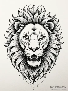 Tattoo sketch, lion's roar, soundwave symmetr... - эскиз тату (№1752453657_0, 14.07.2025 00:40) — Tatufoto.com
