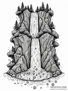 Tattoo sketch, cascading cryptocurrencies: a... - эскиз тату (№1752453742_0, 14.07.2025 00:42) — Tatufoto.com