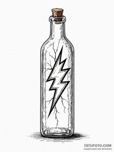 Tattoo sketch, bottled lightning bolt, contai... - эскиз тату (№1752454663_0, 14.07.2025 00:57) — Tatufoto.com