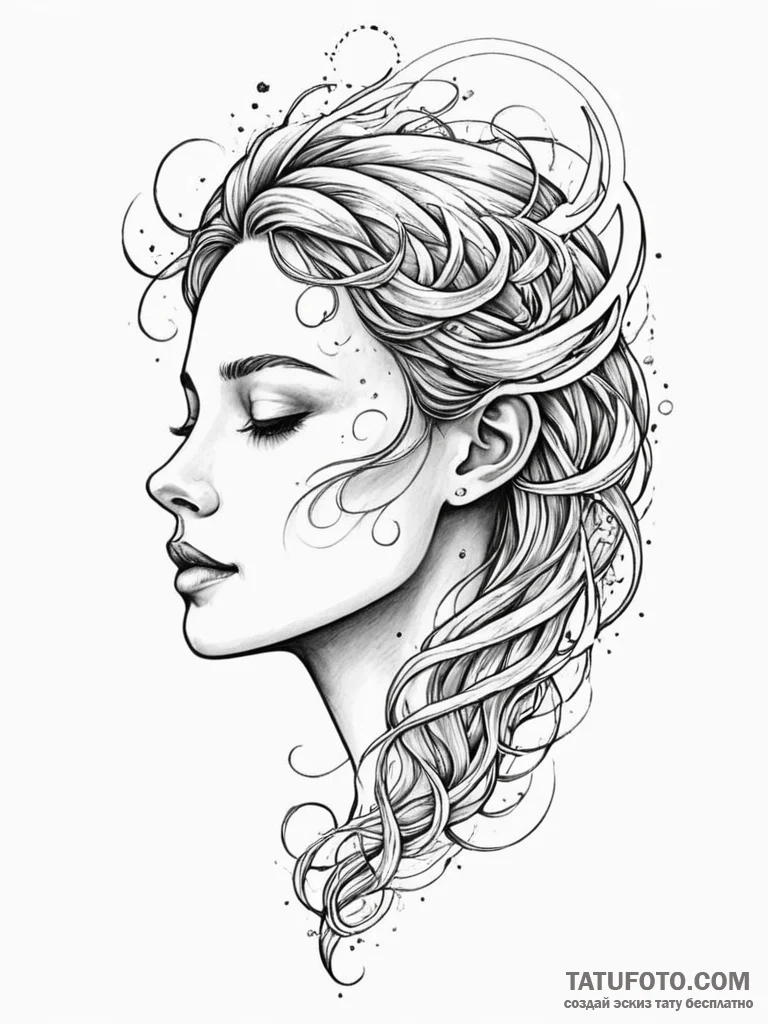 Tattoo sketch, ethereal echo chamber, a styli... - эскиз тату (№1752454830_0, 14.07.2025 01:00) — Tatufoto.com