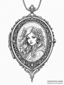 Tattoo sketch, keepsake locket, digital photo... - эскиз тату (№1752454913_0, 14.07.2025 01:01) — Tatufoto.com