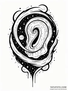 Tattoo sketch, yawning void, starlight embrac... - эскиз тату (№1752455165_0, 14.07.2025 01:06) — Tatufoto.com
