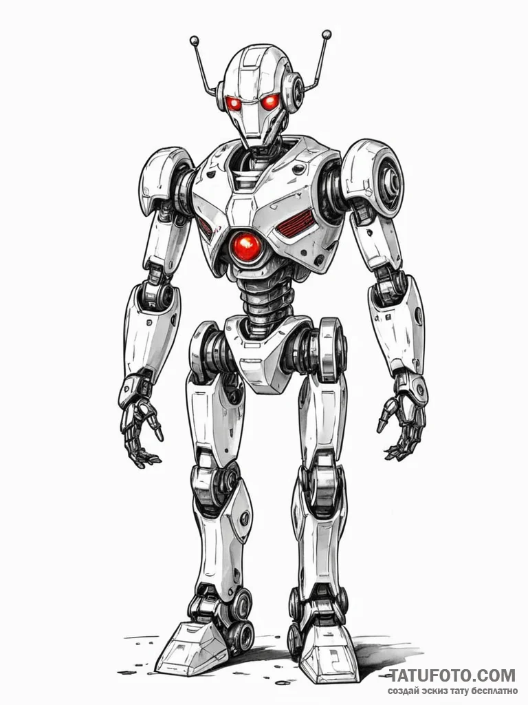 Tattoo sketch, virtuous vanguard robot, a sle… — эскиз тату (№1752455589_0, 14.07.2025 01:13) — Tatufoto.com