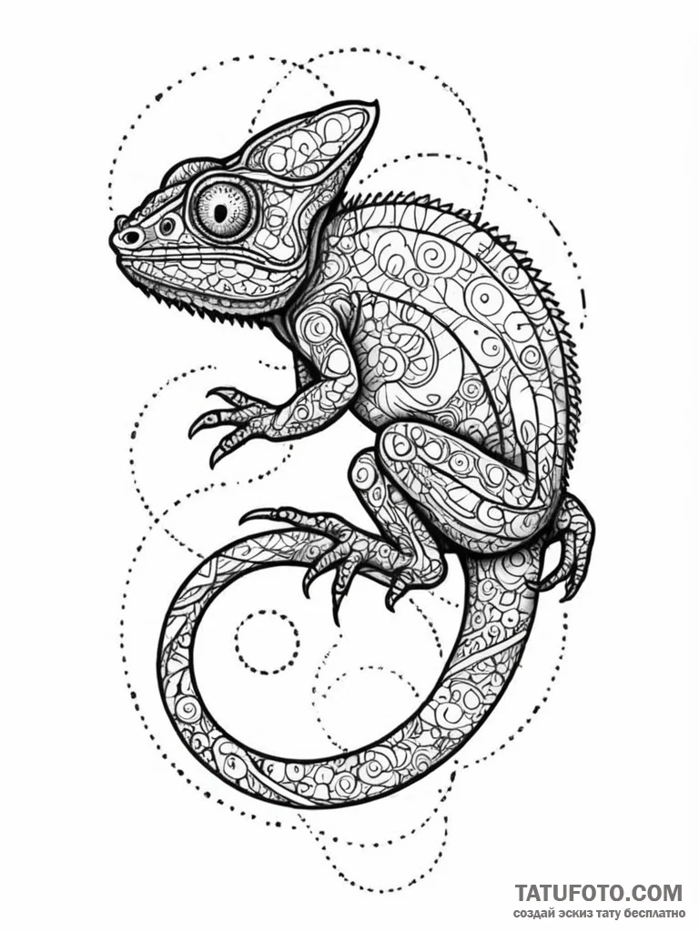 Tattoo sketch, chameleon of code: a chameleon... - эскиз тату (№1752455674_0, 14.07.2025 01:14) — Tatufoto.com