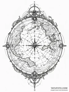 Tattoo sketch, yachtsman's map, data overlay,... - эскиз тату (№1752456011_0, 14.07.2025 01:20) — Tatufoto.com