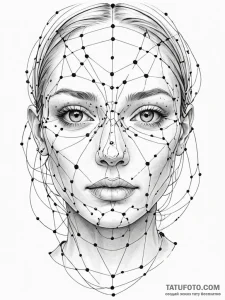 Tattoo sketch, face of the algorithm, a gende... - эскиз тату (№1752456514_0, 14.07.2025 01:28) — Tatufoto.com